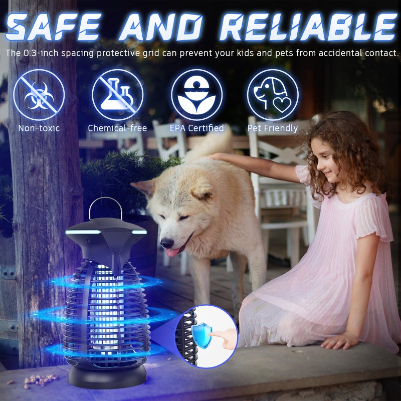 Dovima Bug Zapper Outdoor for Mosquito Flies - Waterproof Insect Killer Trap Lamp Electric 4200V Powerful Bug Zappers Indoor with LED Light for Patio Porch Garage Backyard & Home - Image 4
