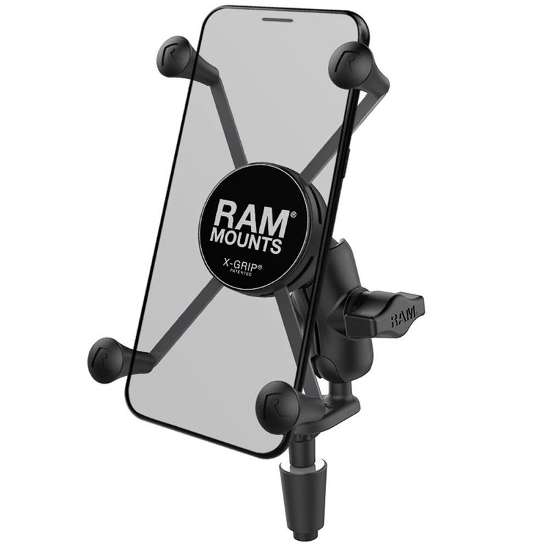 RAM Mounts X-Grip Large Phone Mount with Motorcycle Fork Stem Base RAM-B-176-A-UN10U with Short Arm for Stems 12mm to 38mm in Diameter