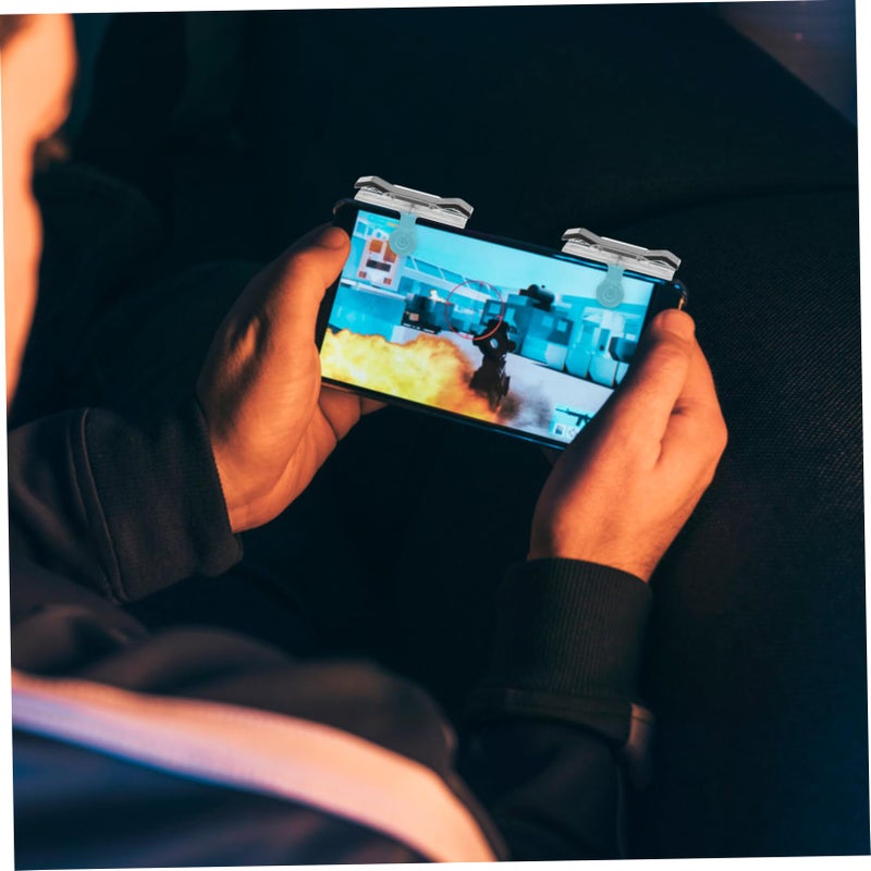 مقبض لعبة الهاتف المحمول من المعدن مع زوجين من أزرار الزناد للتحكم المتفوق في التصويب - Image 4