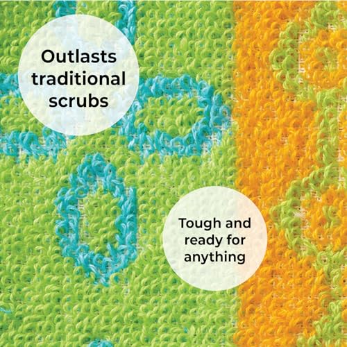Skoy Scrub, 4-Pack Reusable, Non-Scratching Dish Scrubber for Kitchen and Household Cleaning, Planet-Friendly, Dishwasher Safe Soft Scrub, Monochromatic Colors - Image 5