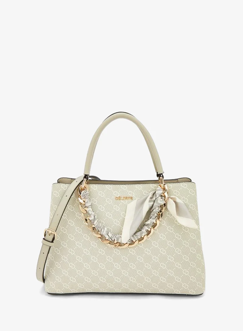 Monogram Print Tote Bag With Detachable Strap