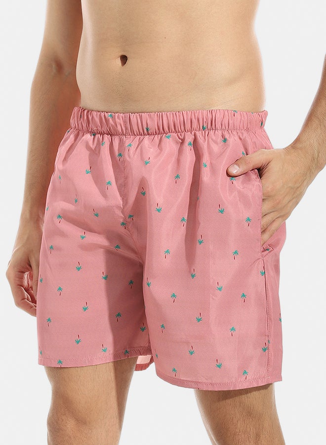Andora Self Pattern Swim Shorts with Sided Pockets _ Pink & Blue - Image 3