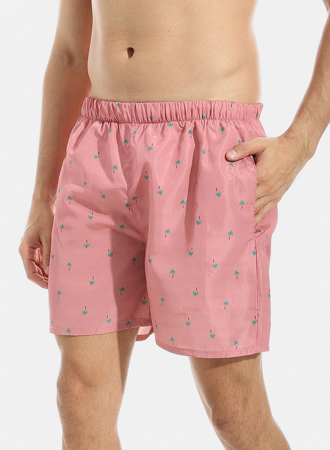 Andora Self Pattern Swim Shorts with Sided Pockets _ Pink & Blue - Image 2