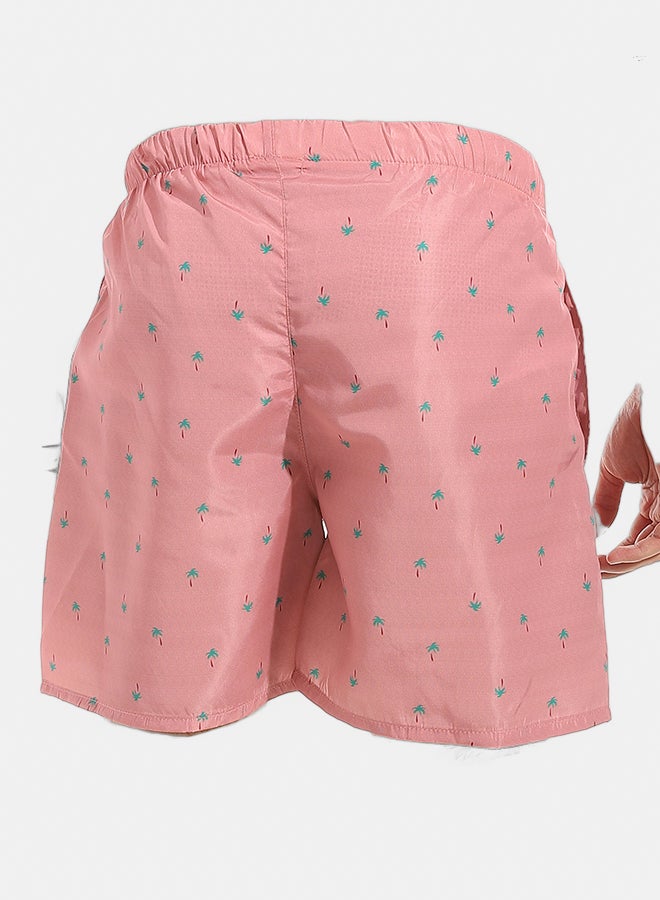 Andora Self Pattern Swim Shorts with Sided Pockets _ Pink & Blue - Image 4