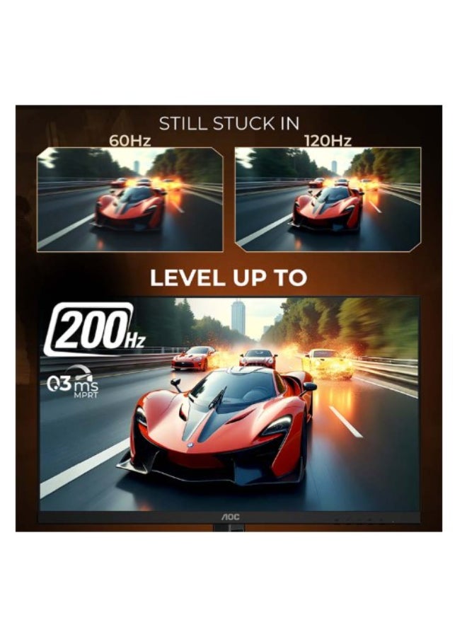 AOC 24G4HX Gaming Monitor 23.8-inch Full HD 1920x1080, HDR10, Fast IPS Panel Type, 200Hz Refresh Rate, 0.3ms Response Time, Adaptive Sync Technology, Supports 120Hz on PS5 and Slim / Xbox Series X/S, Height adjustable stand, Built-in Speakers Black - Image 5