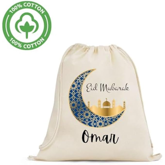 rayihni Personalized Eid Drawstring Bag  Custom Bag for Kids  Adults  Gym bag  Party Supplies  Storage bag  Treat Bags  Drawstring bags  Reusable Bags - Image 4