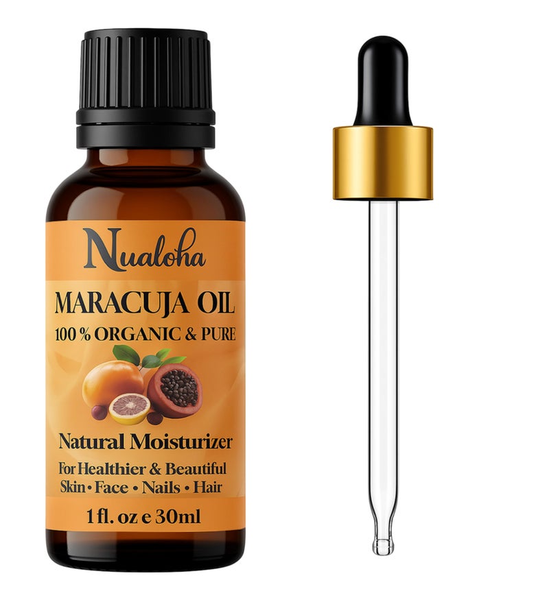 Nualoha Organic Maracuja Oil (Passiflora Edulis) Pure Passion Fruit Seed Oil for Skin & Hair | Cold-Pressed & Unrefined | Natural Moisturizer & Anti-Aging Elixir - 30ml - Image 1