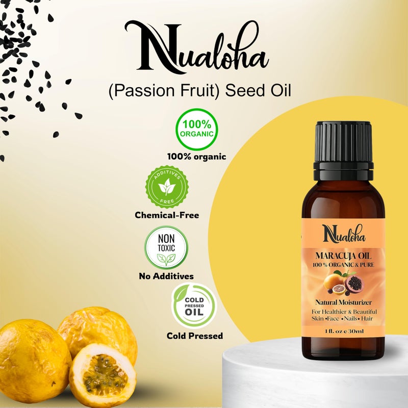 Nualoha Organic Maracuja Oil (Passiflora Edulis) Pure Passion Fruit Seed Oil for Skin & Hair | Cold-Pressed & Unrefined | Natural Moisturizer & Anti-Aging Elixir - 30ml - Image 2