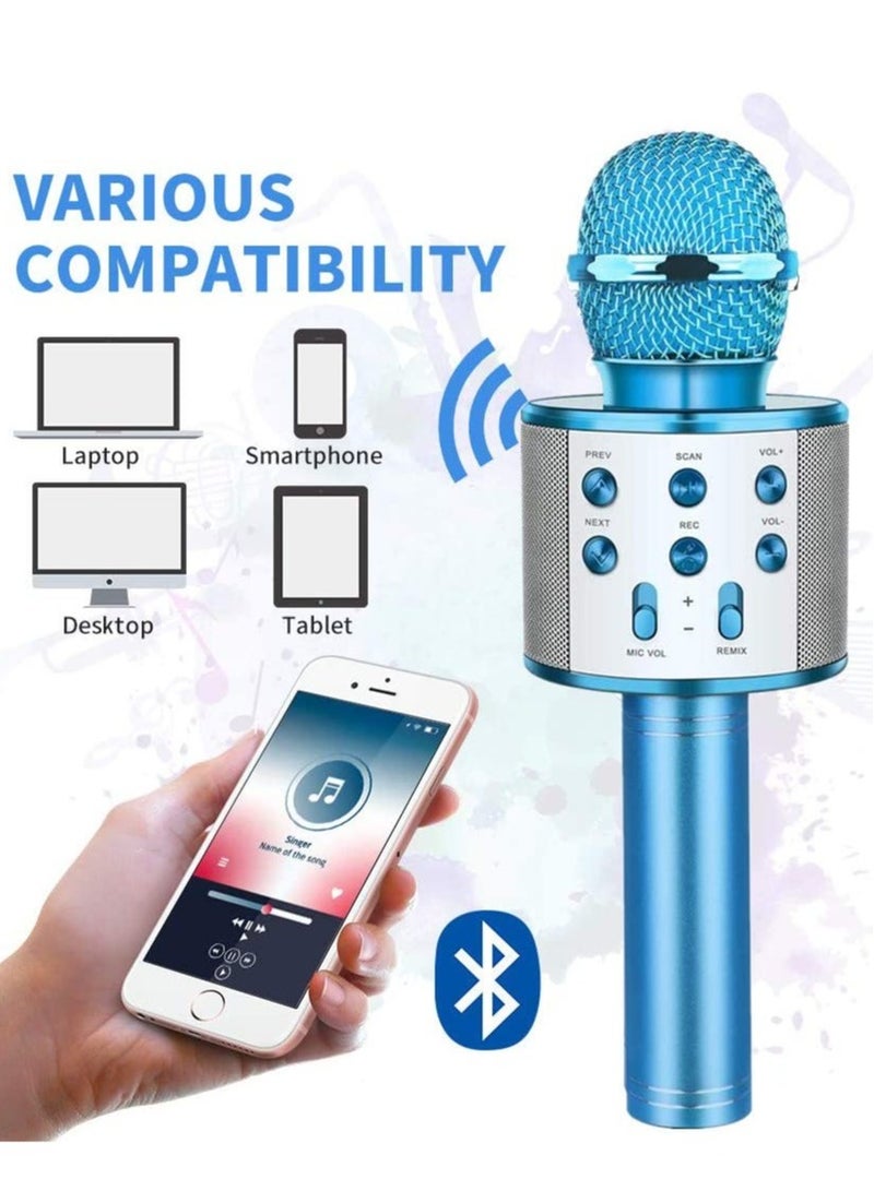 Wireless Bluetooth Karaoke Microphone,Rechargeable Kids Microphone Karaoke Machine,Professional Handheld Karaoke Mic Speaker Home KTV Kids Birthday Party - Best Gifts for Kids Adults (Blue) - Image 2