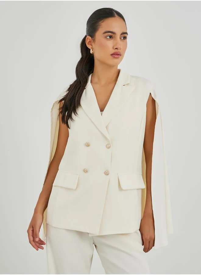 ستايلي Styli Regular Fit Double Breasted Cape Sleeve Blazer
