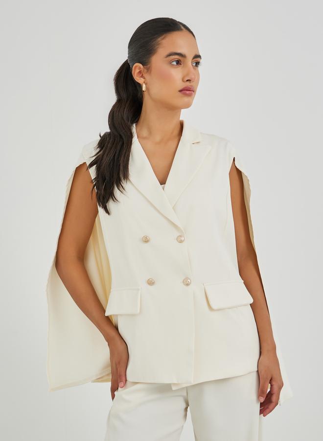Styli Regular Fit Double Breasted Cape Sleeve Blazer - Image 3