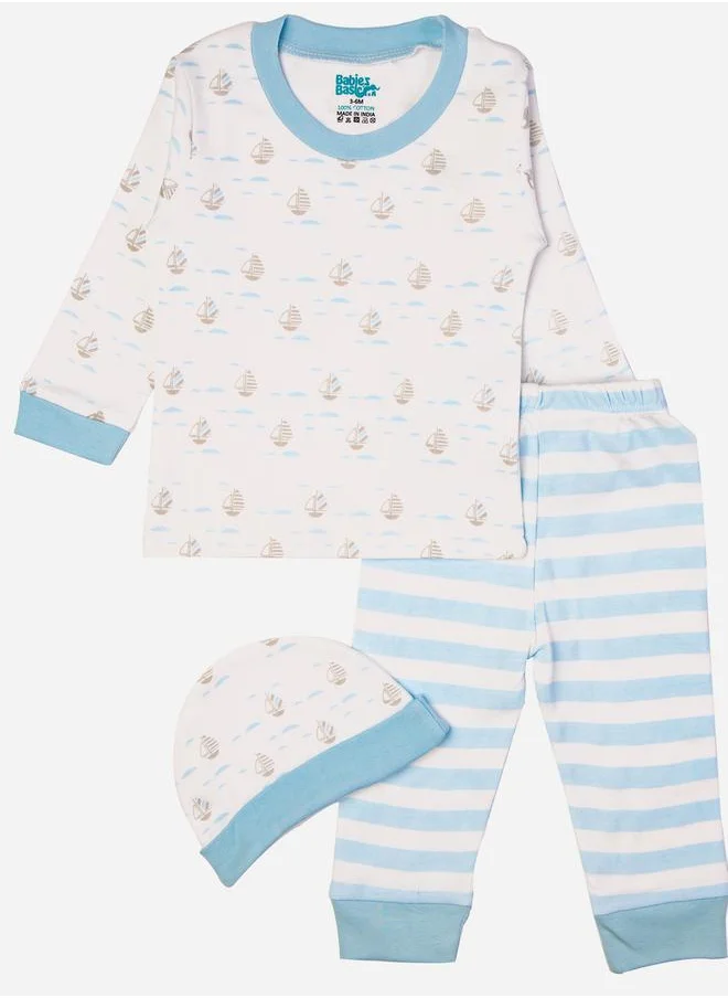 Babies Basic Pack of 7 - Cotton Bodysuit, Top, Pants, Bib, Blanket, Mitten and Cap