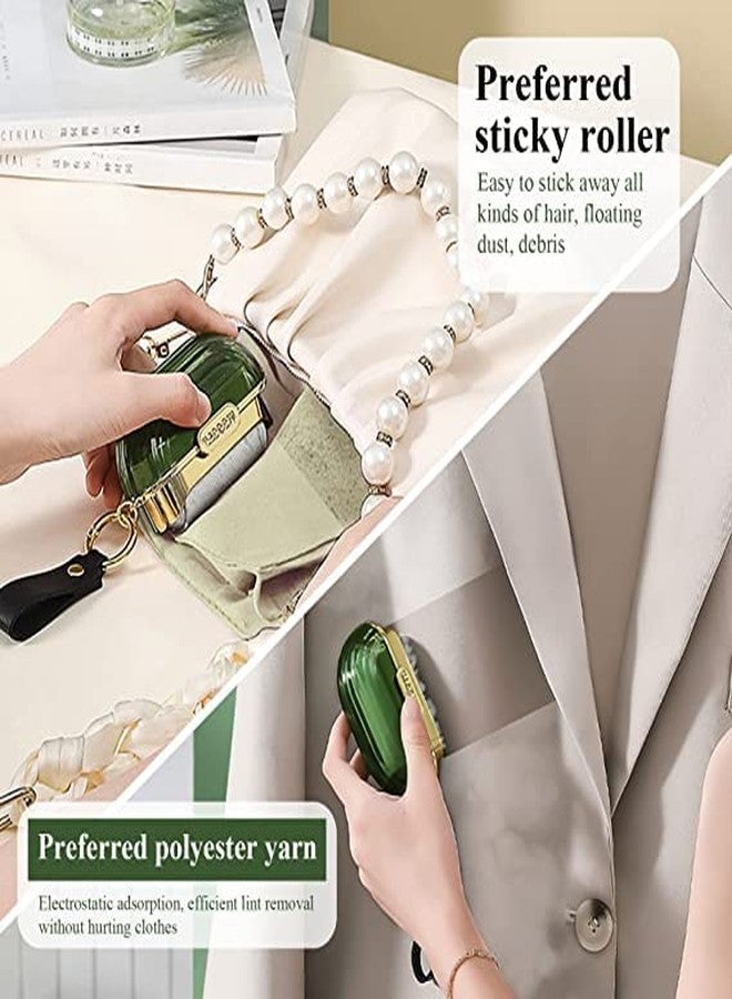SNAPSHOPECOM Double-Sided Travel Portable Lint Roller with Hand Strap, Reusable Mini Extra Sticky Dog Cat Pet Hair Remover, Luxury Lint Remover for Clothes Bag Dust Fuzz Fur with 4 Refills, Green - Image 2