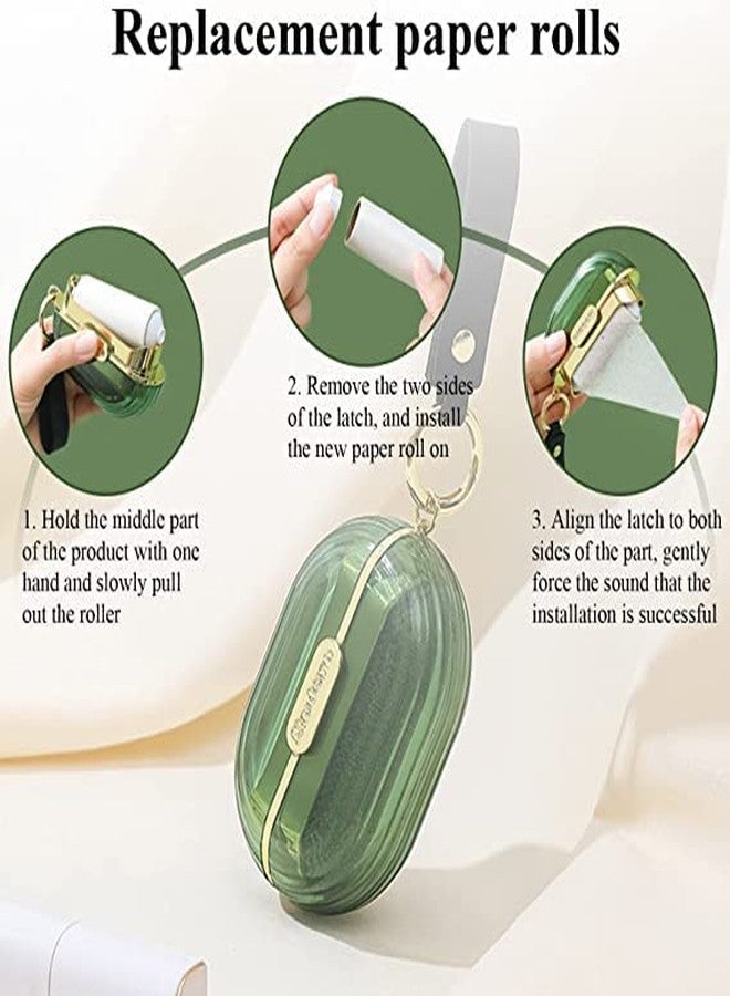 SNAPSHOPECOM Double-Sided Travel Portable Lint Roller with Hand Strap, Reusable Mini Extra Sticky Dog Cat Pet Hair Remover, Luxury Lint Remover for Clothes Bag Dust Fuzz Fur with 4 Refills, Green - Image 3