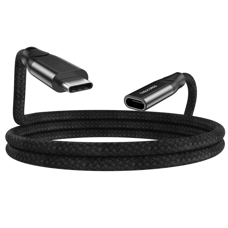 ثسوكوردز كابل تمديد USB C من بقدرة 100 واط وطول 1 قدم، كابل USB C من النوع 3.2 جيل 2 ذكر إلى أنثى لنقل البيانات بسرعة 20 جيجابت في الثانية، كابل شحن سريع USB C 3.1 من النوع C بجهد 20 فولت/تيار 5 أمبير، كابل مراقبة فيديو بدقة 4K@60Hz مضفر من النايلون - Image 1