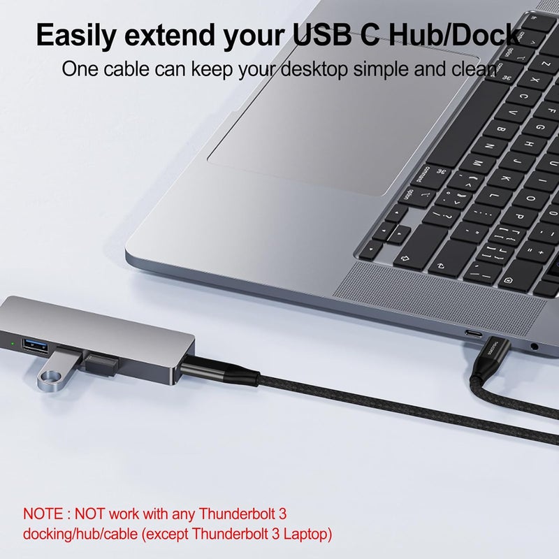 ثسوكوردز كابل تمديد USB C من بقدرة 100 واط وطول 1 قدم، كابل USB C من النوع 3.2 جيل 2 ذكر إلى أنثى لنقل البيانات بسرعة 20 جيجابت في الثانية، كابل شحن سريع USB C 3.1 من النوع C بجهد 20 فولت/تيار 5 أمبير، كابل مراقبة فيديو بدقة 4K@60Hz مضفر من النايلون - Image 2
