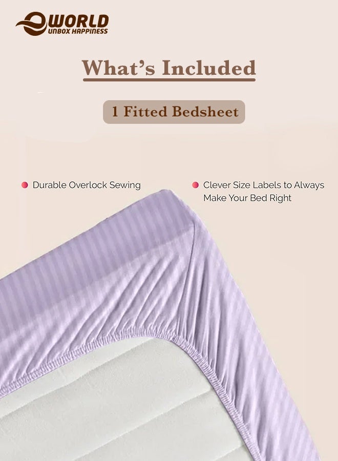 إي وورلد ملاءة سرير مزوّدة بسطح مطاطي من الألياف الدقيقة بخطوط باللون الليلكي، بجيب عميق لملاءمة محكمة، قابلة للتنفس وسهلة الغسل في الغسالة لحماية مثالية، متوفرة بمقاسات كينغ وكوين وسنجل، بدون غطاء وسادة - Image 4