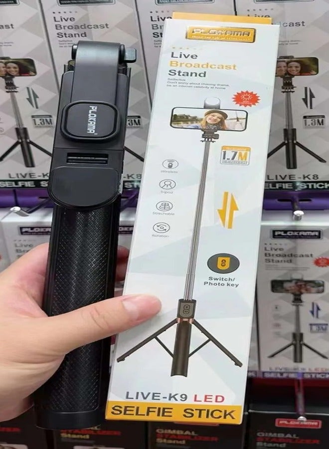 التخطيط حامل بث LED Live-k9 للهواتف الذكية، حاملة خفيفة الوزن للصور الشخصية / البث المباشر / تسجيل الفيديو / السفر - Image 2