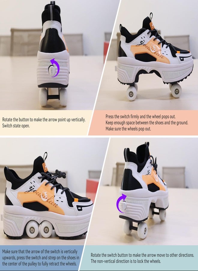 Deformation Roller Skates Roller Skate Shoes Unisex Shoes with Wheels That Pop Out 2-in-1 Skate Shoes & Sneakers Shoes That Turn Into Roller Skates Gift for Kids Boys Girls Men and Women - Image 5