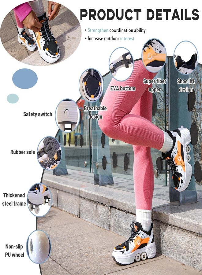 Deformation Roller Skates Roller Skate Shoes Unisex Shoes with Wheels That Pop Out 2-in-1 Skate Shoes & Sneakers Shoes That Turn Into Roller Skates Gift for Kids Boys Girls Men and Women - Image 3