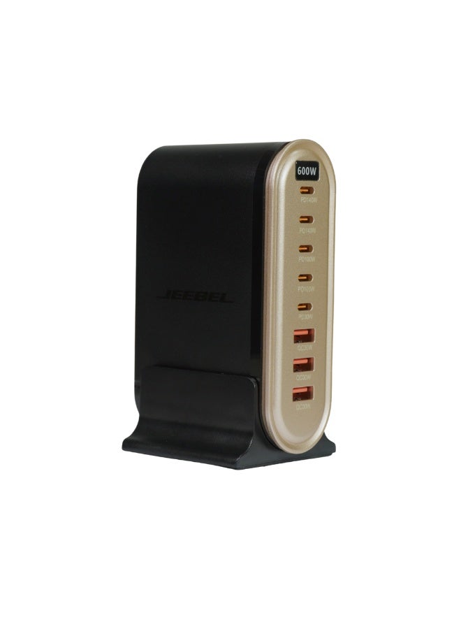 JEEBEL VoltOn GaN 600W Desktop Charging Station – 8 USB-C & USB-A Ports with PD 140W and QC 30W, Digital Display, Ultra-Fast Charging for All Devices - Image 4