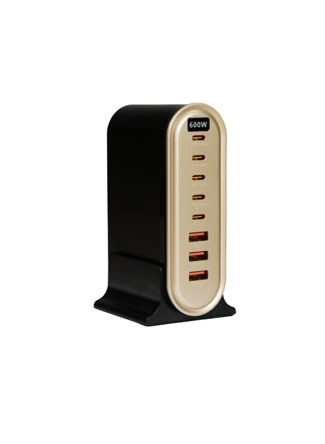 JEEBEL VoltOn GaN 600W Desktop Charging Station – 8 USB-C & USB-A Ports with PD 140W and QC 30W, Digital Display, Ultra-Fast Charging for All Devices - Image 1