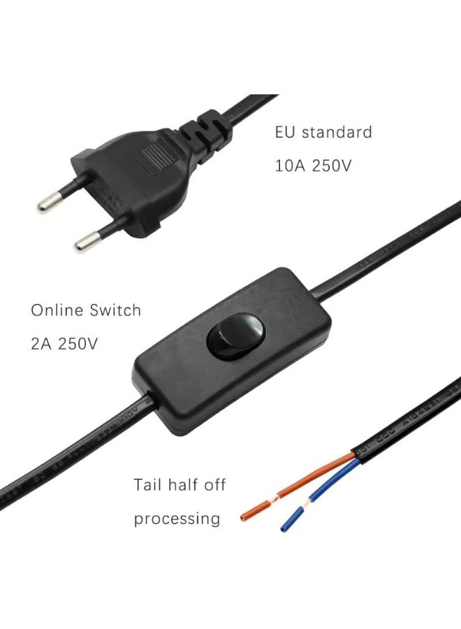 13A Button Switch Plug With 6 Feet Black Connector And Stripped Ends Ideal For Lamp Connectors And Diy Projects
