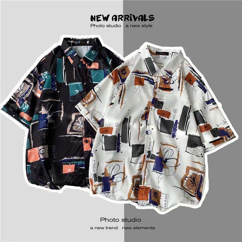 Vintage Floral Shirt Hong Kong Style Short-Sleeved Hainan Island Shirt Hawaiian Summer Beach Shirt Trendy Brand For Men And Women - Image 2