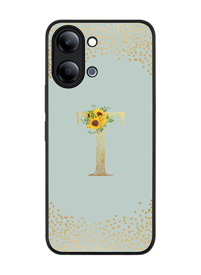 Stylizedd For vivo Y21 / Y11 Case,Slim fit Camera Protection, Shockproof Thin Phone cover  - Custom Floral Monogram - T  (Light Grey ) - Image 1
