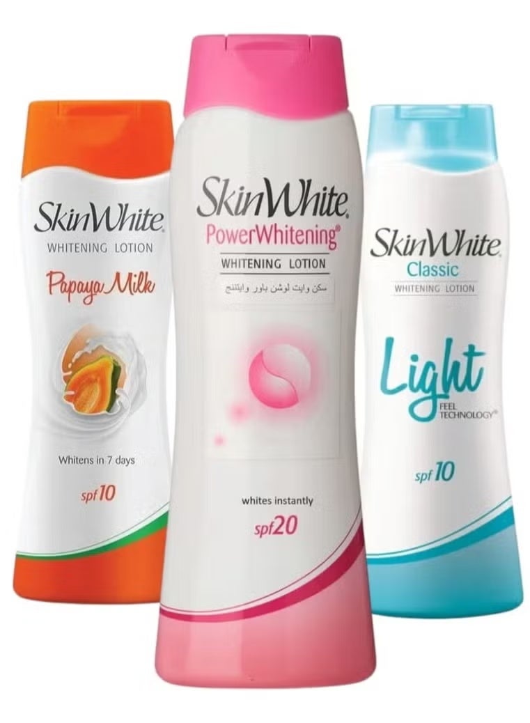 skin white Whitening Lotion Papaya Milk SPF10 200ml & Power Spf 20 200ml& Classic SPF 10 200 ml