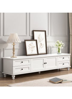 JANTENS TV Cabinet Living Room Furniture TV table Tv Stand With Drawers 140x34x42cm MDF White  - Image 1