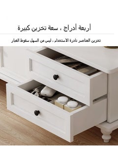 JANTENS TV Cabinet Living Room Furniture TV table Tv Stand With Drawers 140x34x42cm MDF White  - Image 2