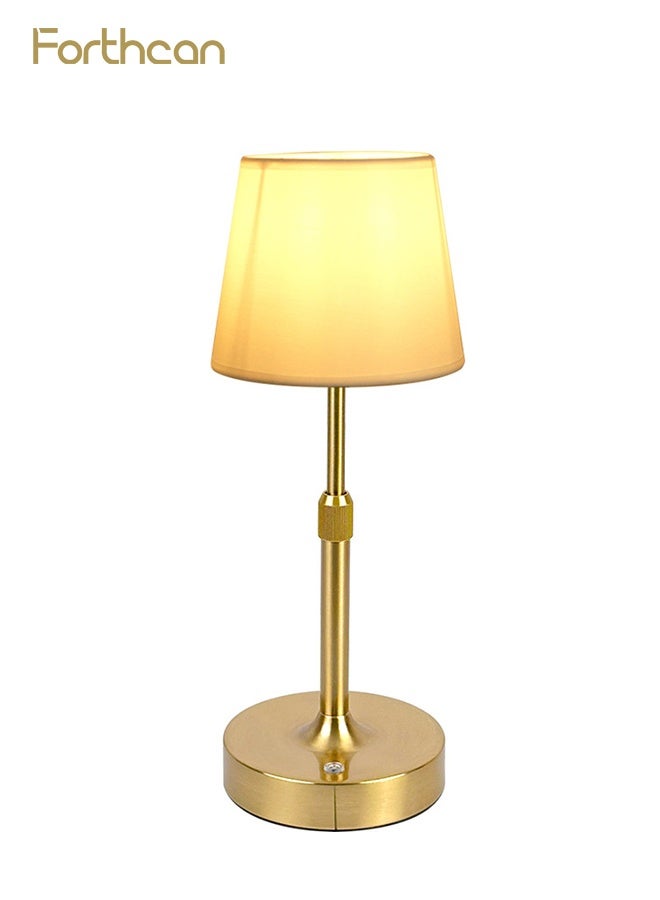 Forthcan Rechargeable Adjustable Fabric Table Lamp – Portable Retro LED Desk Light with Touch Dimming, Type-C Charging, Telescopic Height Design for Bedroom, Living Room & Study - Image 1