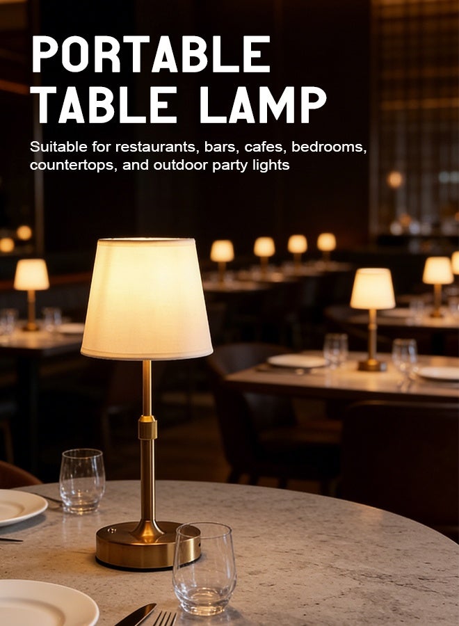 Forthcan Rechargeable Adjustable Fabric Table Lamp – Portable Retro LED Desk Light with Touch Dimming, Type-C Charging, Telescopic Height Design for Bedroom, Living Room & Study - Image 4