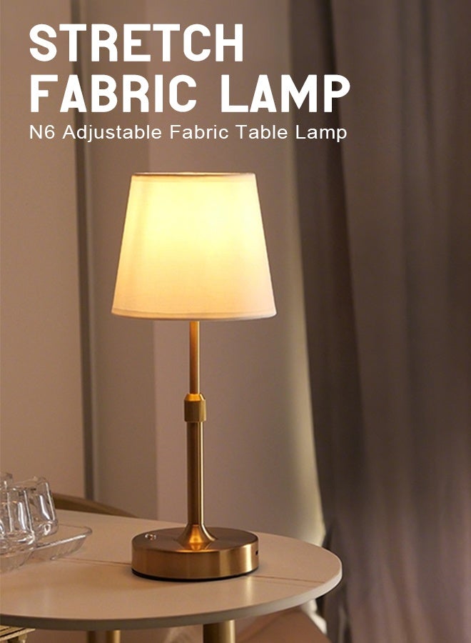 Forthcan Rechargeable Adjustable Fabric Table Lamp – Portable Retro LED Desk Light with Touch Dimming, Type-C Charging, Telescopic Height Design for Bedroom, Living Room & Study - Image 2