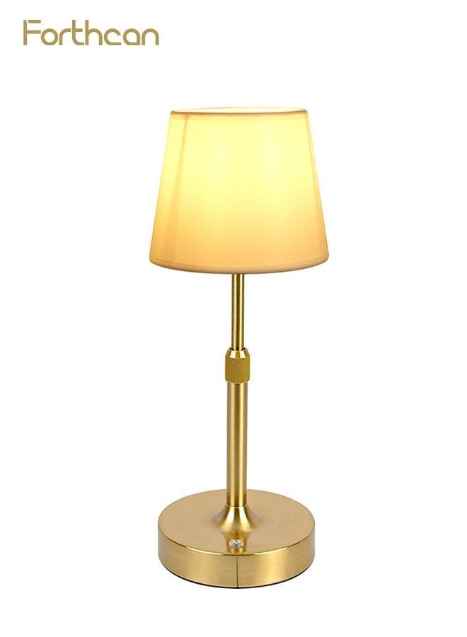 Forthcan Rechargeable Adjustable Fabric Table Lamp – Portable Retro LED Desk Light with Touch Dimming, Type-C Charging, Telescopic Height Design for Bedroom, Living Room & Study - Image 1