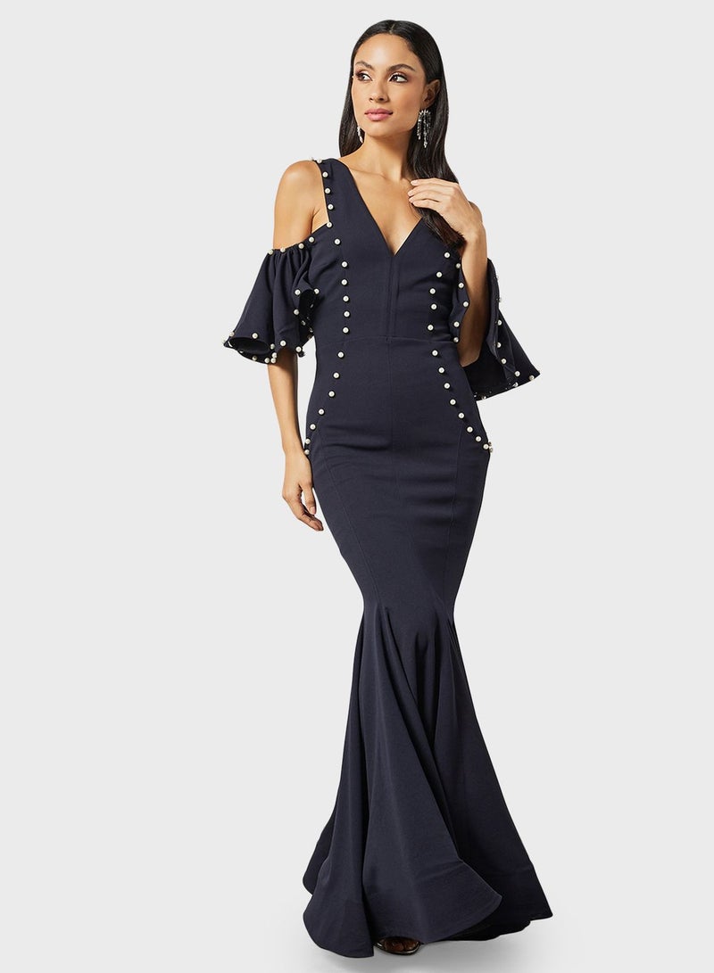 Threadz by Ajooni Pearl Trimmed Dress - Image 1