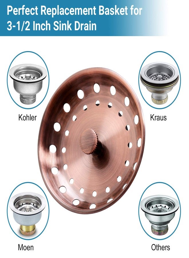 KONE Copper Kitchen Sink Strainer Basket, 2 Pcs Stainless Steel Antique Copper Sink Drain Strainer and Sink Stopper for Standard 3-1/2 inch Sink Drain, with Metal Center Knob and Rubber Drain Stopper - Image 5