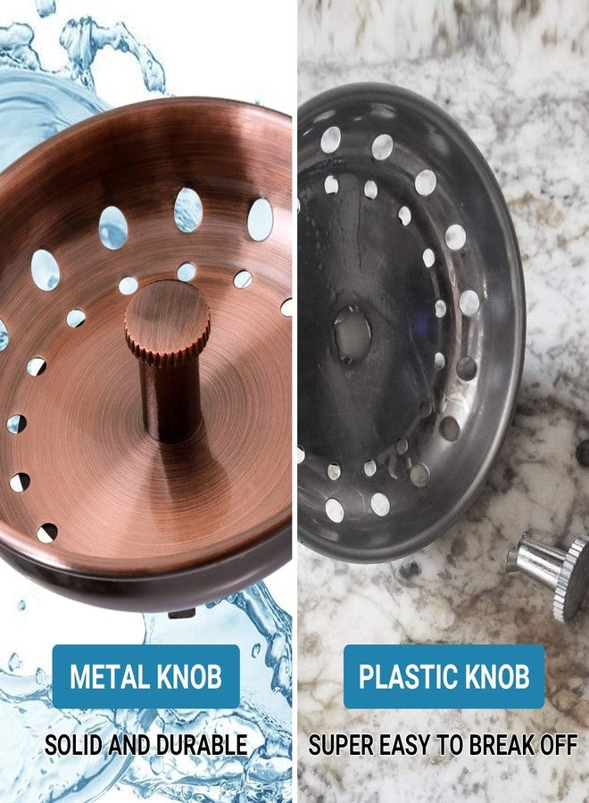 KONE Copper Kitchen Sink Strainer Basket, 2 Pcs Stainless Steel Antique Copper Sink Drain Strainer and Sink Stopper for Standard 3-1/2 inch Sink Drain, with Metal Center Knob and Rubber Drain Stopper - Image 4