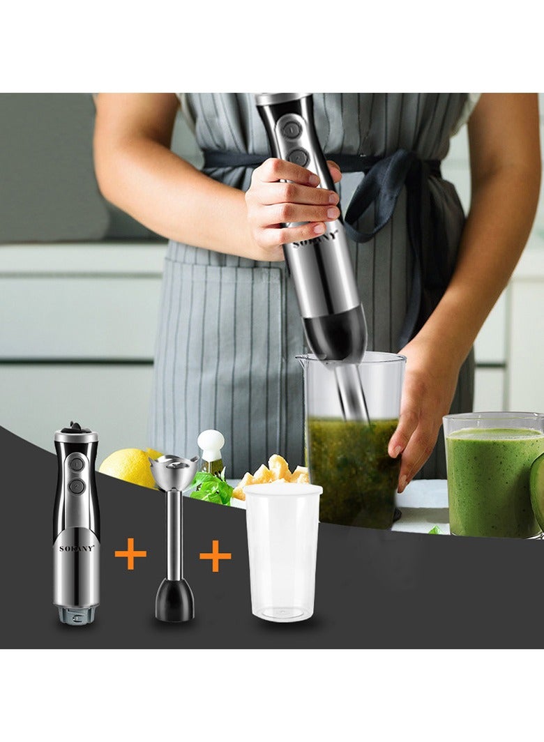 sokany 8-in-1 Immersion Blender, 700W Hand Blender, Scratch-Resistant Stick Mixer with Chopper Beaker Whisk and Milk Frother for Milkshake Puree Smoothie Food（Black） - Image 3