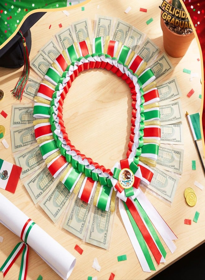 Norme Class of 2026 Mexican Graduation Money Sash Mexico Flag Braided Stole Mexican Graduation Money Gift Green White Red Cash Holder Party Supplies Grad Sash Decoration for Senior Graduates - Image 2
