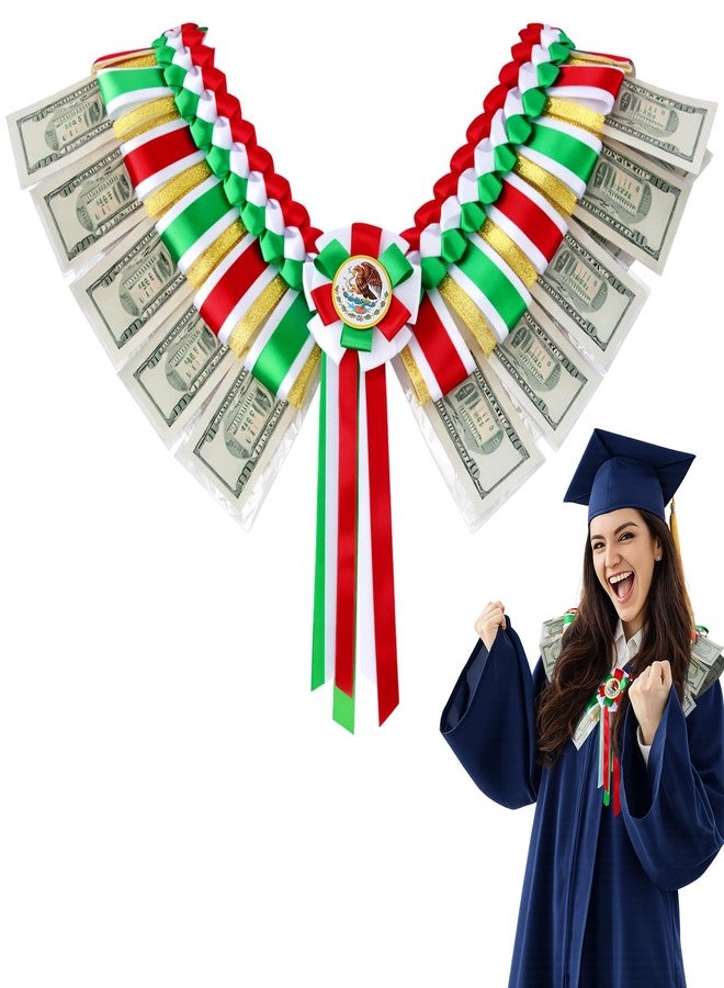 Norme Class of 2026 Mexican Graduation Money Sash Mexico Flag Braided Stole Mexican Graduation Money Gift Green White Red Cash Holder Party Supplies Grad Sash Decoration for Senior Graduates - Image 1