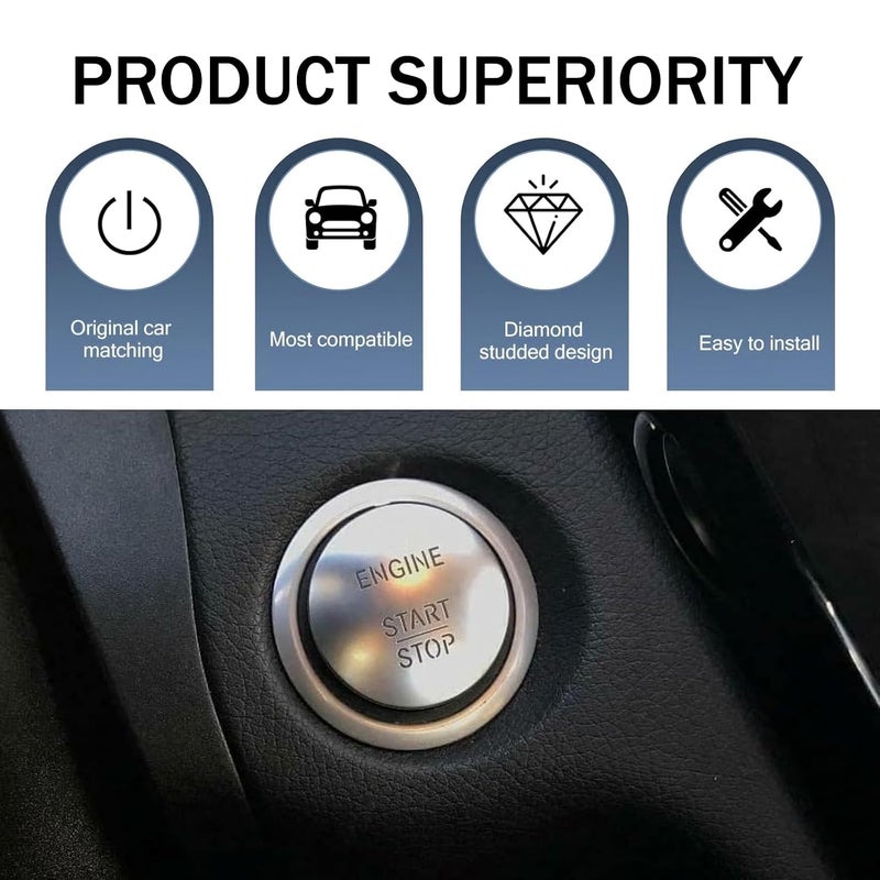 MOXRUQ Engine Start Stop Button Switch, OEM# A2215450514 A2215450714 2215450714 Automotive Pushbutton Switches Replacement for Benz All Series (Silver) - Image 3