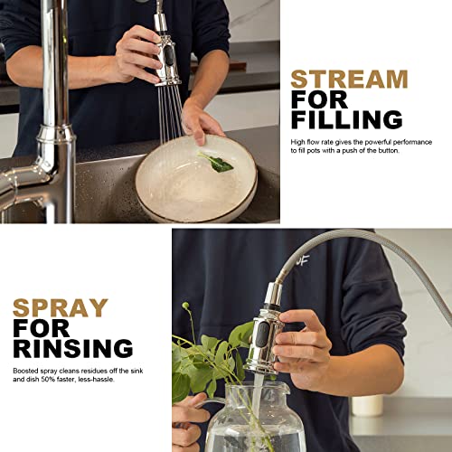 Lava Odoro Chrome Kitchen Faucet with Pull Down Sprayer, Single Hole Kitchen Sink Faucet, Single Handle Kitchen Faucet with 2-Function Sprayer, Deck Plate Included, 1.8 GPM, KF421-C - Image 3