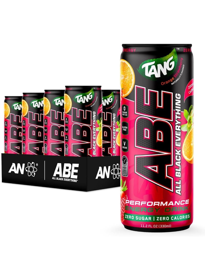 Applied Nutrition ABE Sugar-Free Energy Drink – 0 Calories, 200mg Natural Caffeine – Pre-Workout Performance Beverage for Men & Women, (Tangy Orange Strawberry Flavor) 330m, Pack of 12 - Image 1
