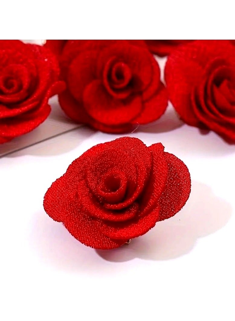 Set of 10 Mini Red Flower Hair Clips - Cute Decorative Barrettes for Girls Daily Wear - Image 5
