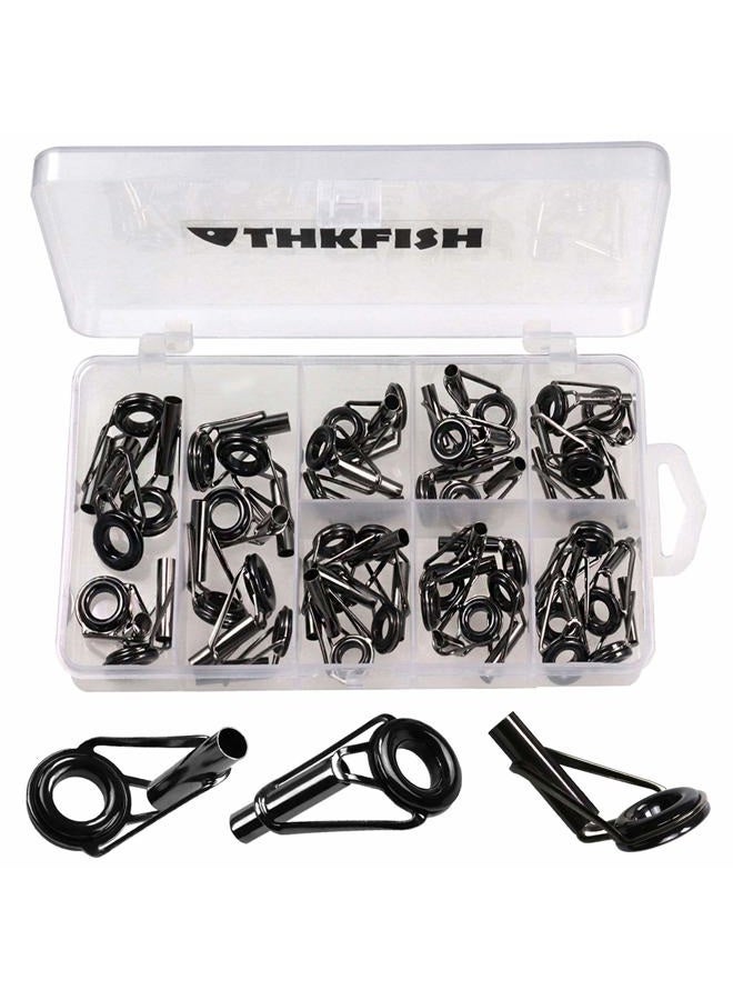 THKFISH Saltwater Rod Tip Repair Kit Heavy Duty Rod Repair Kit Silver Tarnish Stainless Steel Ceramics Fishing Rod Replacement Tips 5Sizes 40pcs - Image 1