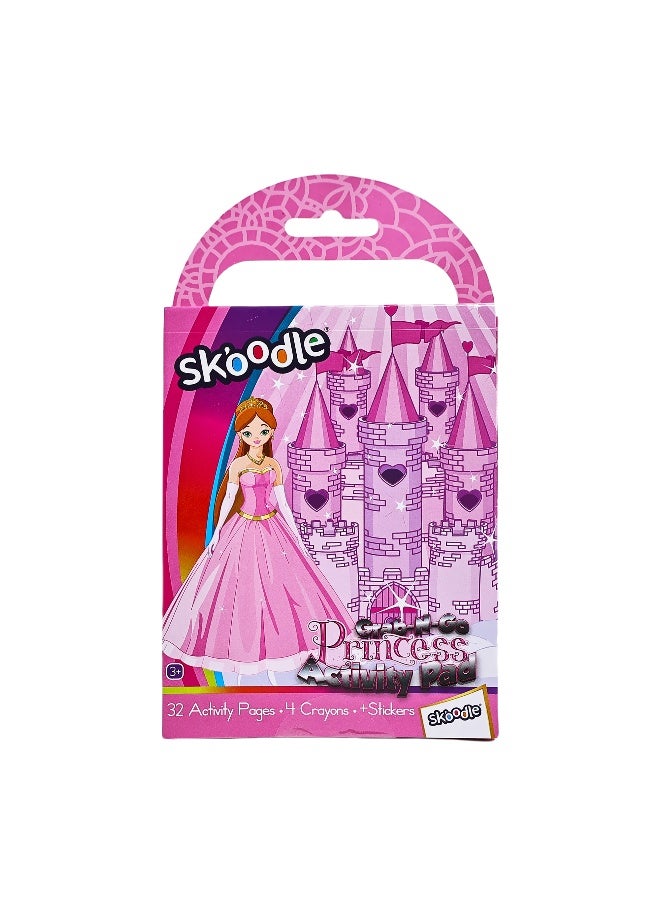 SKOODLE Princess Grab-N-Go Activity Pad for Girls 32 Pages of Coloring & Games – Includes 4 Crayons & Stickers - Image 2