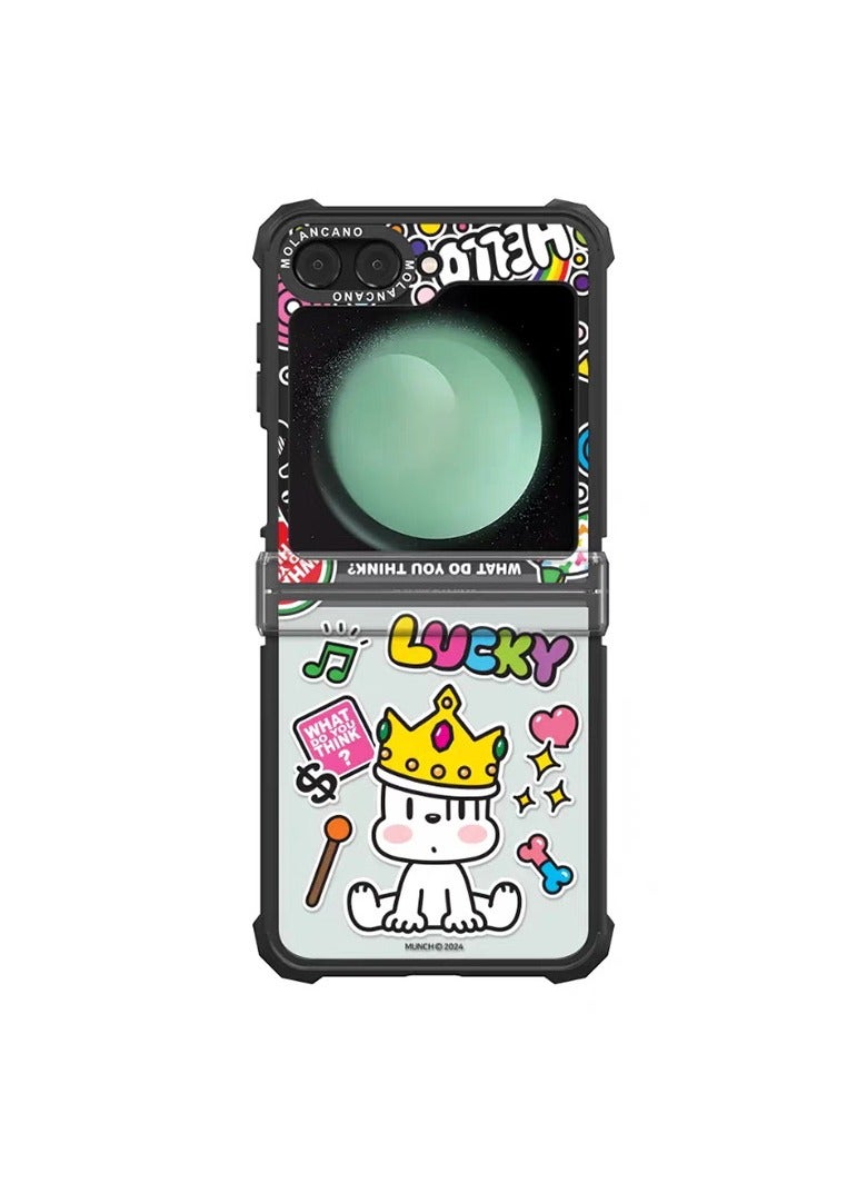 عام غلاف واقي متوافق مع Samsung Z Flip7، غلاف واقٍ من الصدمات بتصميم جرو ظريف، غلاف كامل التغطية للشاشة القابلة للطي، بتصميم ناعم وجذاب ومقاوم للخدوش والاحتكاك.