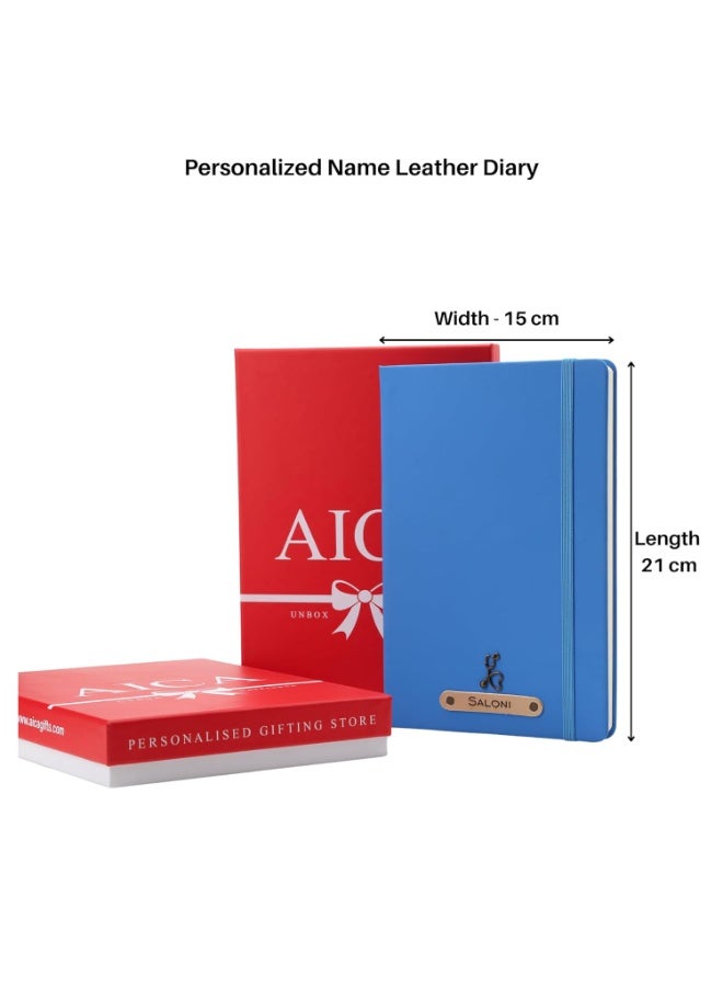 AICA Personalized Name & Charm Leather HardCover Notebook Diary -A5 Size, 180 Ruled Pages | Daily Journal Diaries Diary for Men Women Girls & Boys (Royal Blue) - Image 5